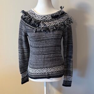 The Limited Black and Gray Patterned Sweater